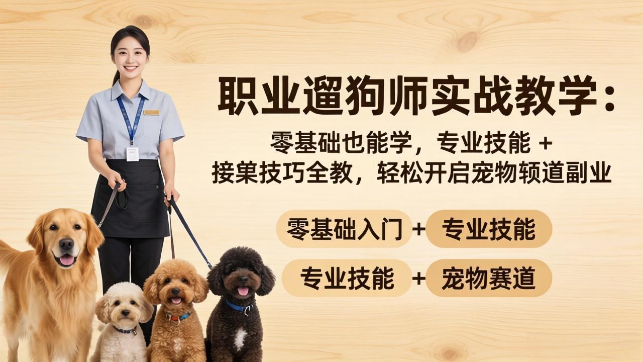 职业遛狗师实战教学：零基础也能学，专业技能 + 接单技巧全教，轻松开启宠物赛道副业-heixxmi