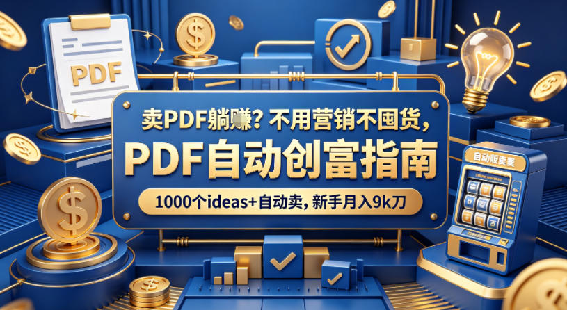 卖PDF躺賺？不用营销不囤货，PDF自动创富指南，1000个ideas+自动卖，新手月入9k刀【原创双语字幕】-heixxmi