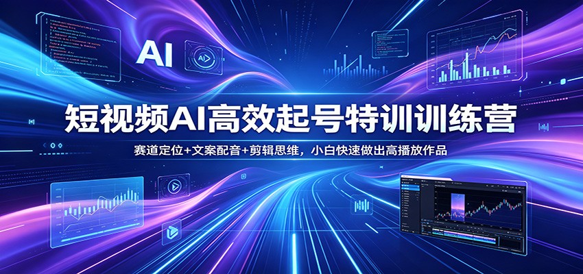 短视频AI高效起号特训训练营：赛道定位+文案配音+剪辑思维，小白快速做出高播放作品-heixxmi