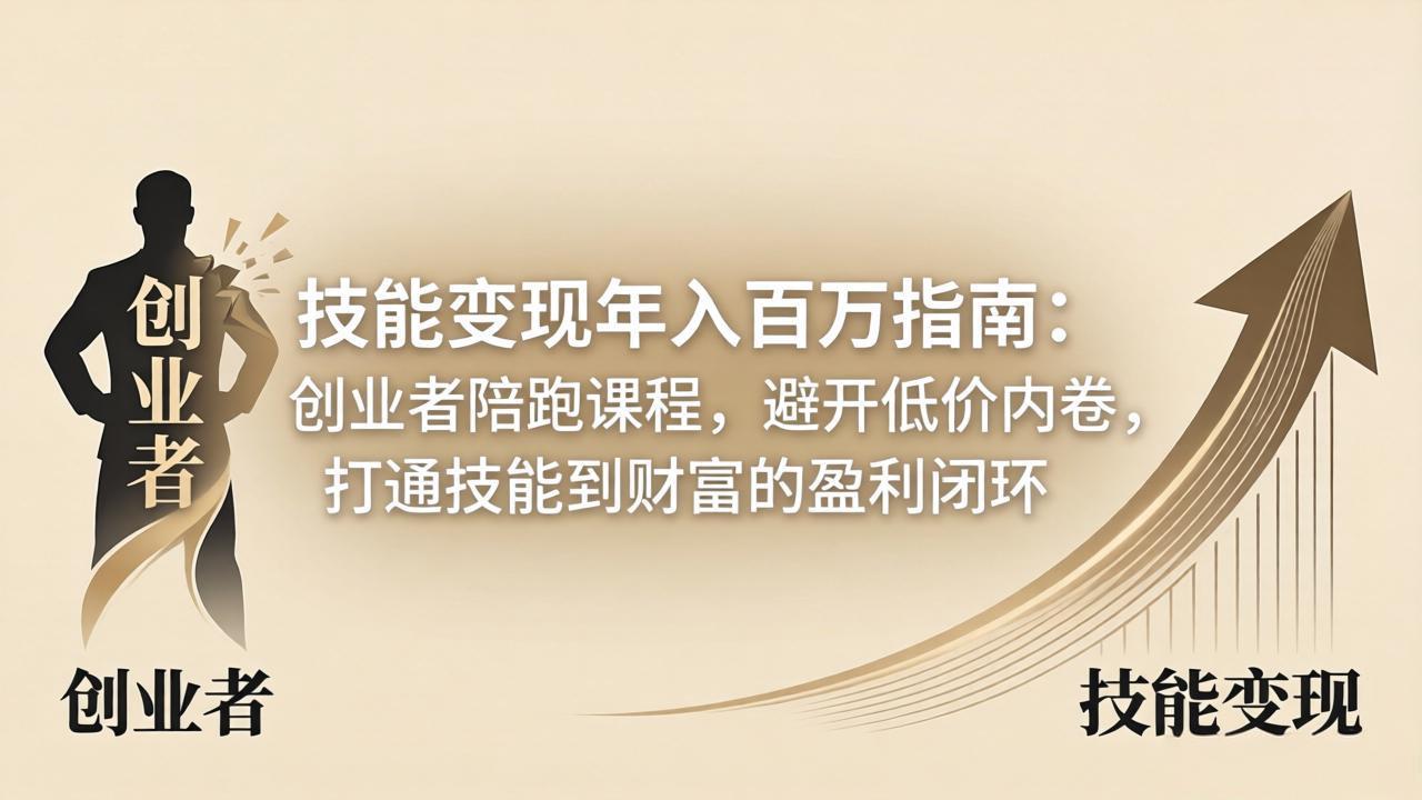 技能变现年入百万指南：创业者陪跑课程，避开低价内卷，打通技能到财富的盈利闭环-heixxmi