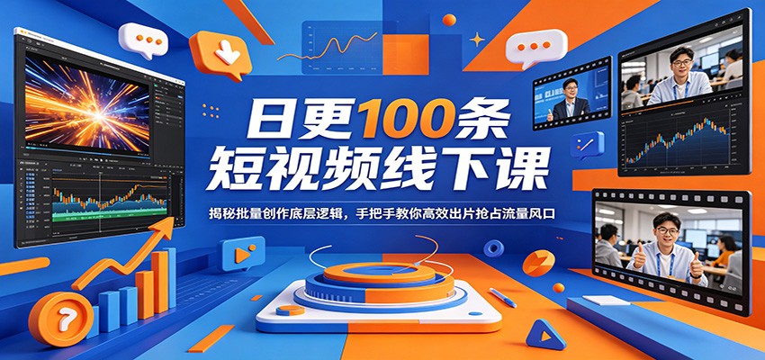 日更100条短视频线下课：揭秘批量创作底层逻辑，手把手教你高效出片抢占流量风口-heixxmi