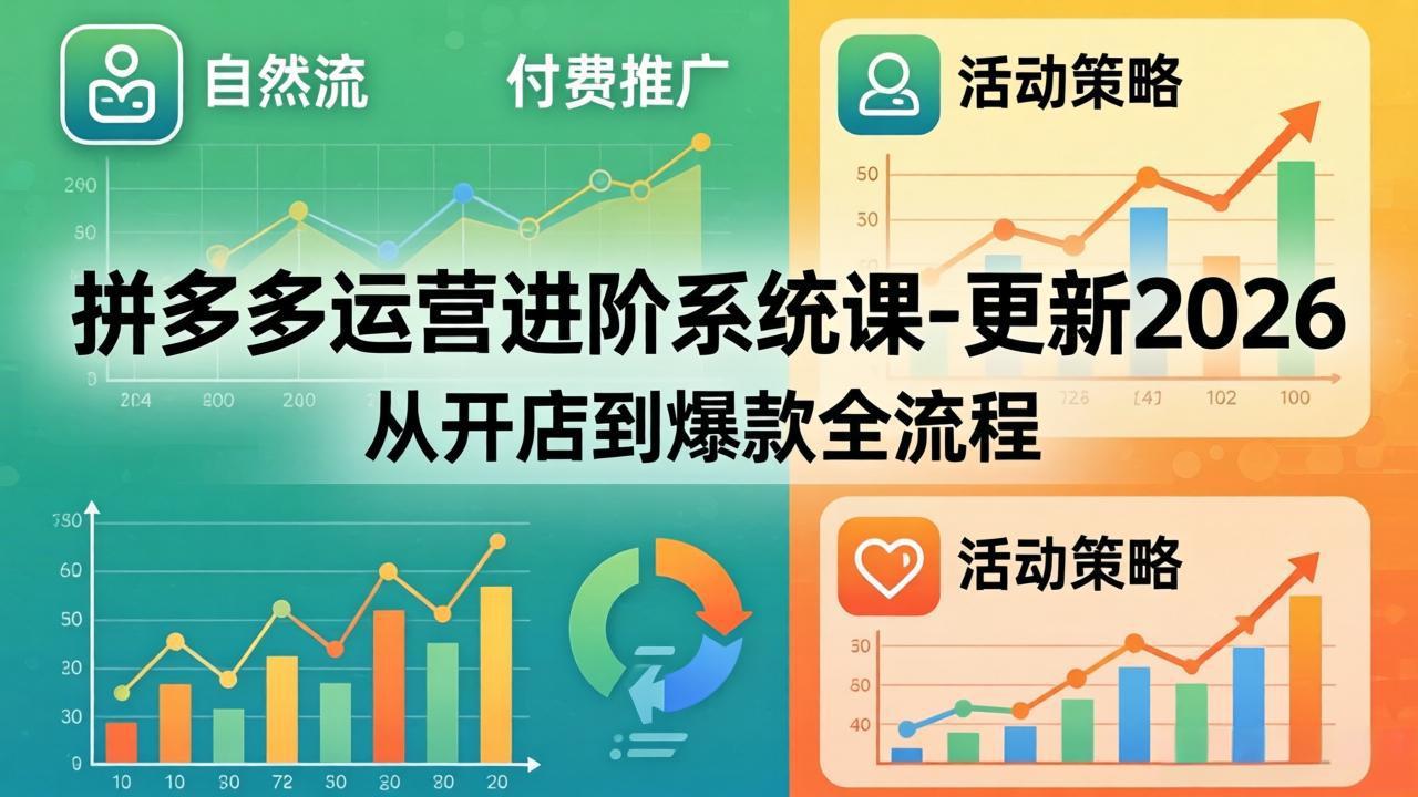 拼多多运营进阶系统课-更新2026：从开店到爆款全流程，自然流+付费推广+活动策略-heixxmi