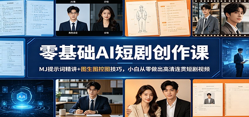 零基础AI短剧创作课：MJ提示词精讲+图生图控图技巧，小白从零做出高清连贯短剧视频-heixxmi