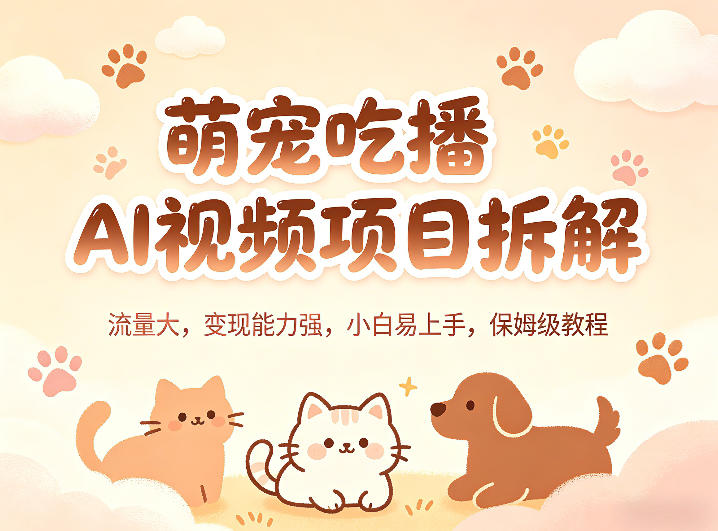 萌宠吃播AI视频项目拆解，流量大，变现能力强，小白易上手，保姆级教程-heixxmi