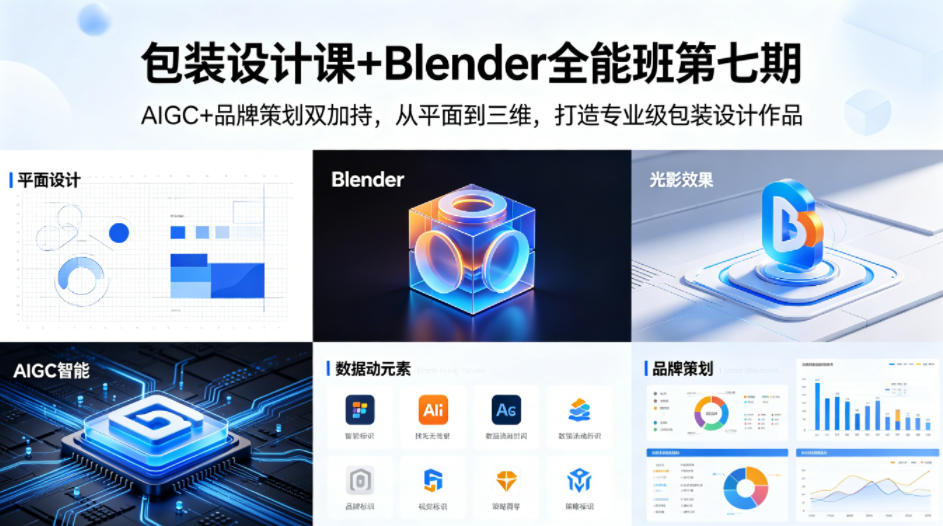 包装设计课+Blender全能班第七期，AIGC+品牌策划双加持，从平面到三维，打造专业级包装设计作品-heixxmi