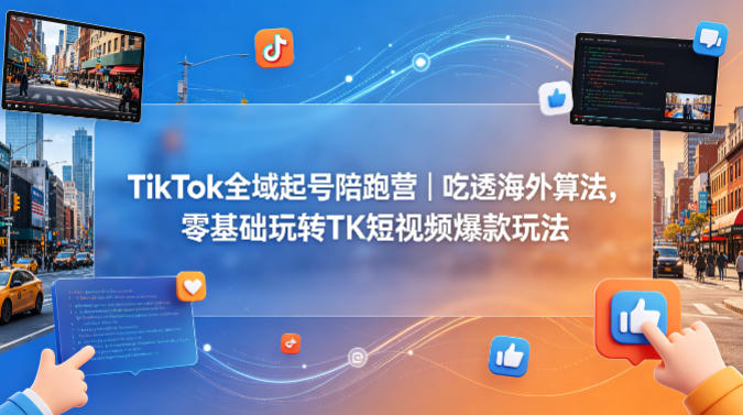 TikTok全域起号陪跑营｜吃透海外算法，零基础玩转TK短视频爆款玩法-heixxmi