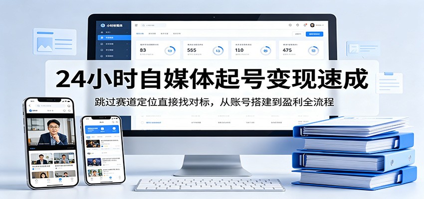 24小时自媒体起号变现速成，跳过赛道定位直接找对标，从账号搭建到盈利全流程-heixxmi