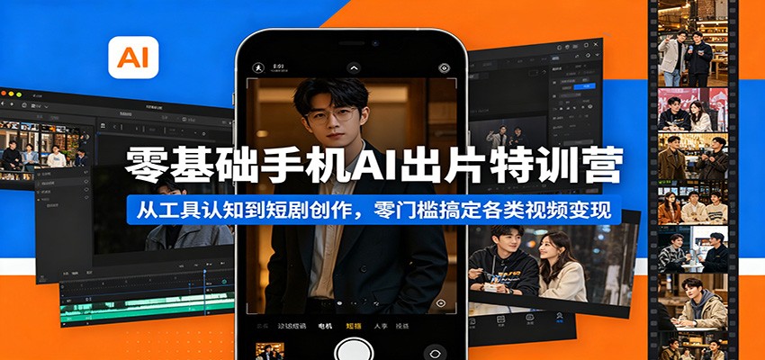 零基础手机AI出片特训营：从工具认知到短剧创作，零门槛搞定各类视频变现-heixxmi