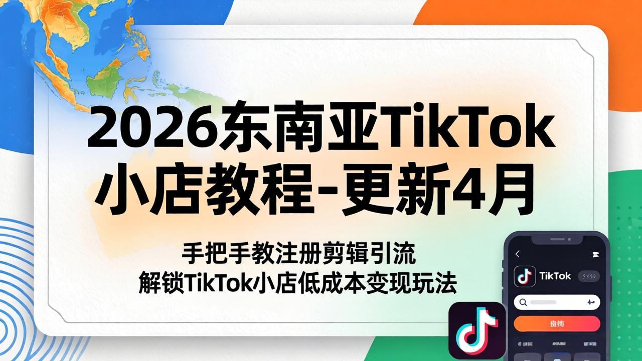 2026东南亚TikTok小店教程-更新4月，手把手教注册剪辑引流，解锁TikTok小店低成本变现玩法-heixxmi