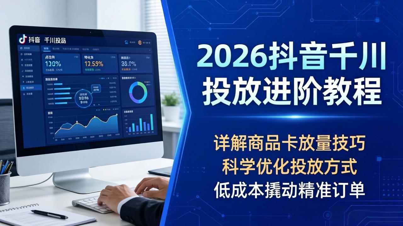 2026抖音千川投放进阶教程，详解商品卡放量技巧，科学优化投放方式，低成本撬动精准订单-heixxmi