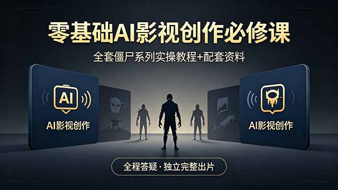 零基础AI影视创作必修课，全套僵尸系列实操教程加配套资料，全程答疑带你独立完整出片-heixxmi