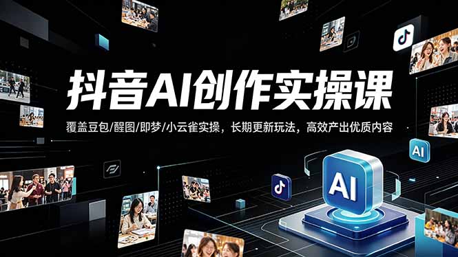 抖音AI创作变现课，覆盖豆包/醒图/即梦/小云雀实操，长期更新玩法，高效产出优质内容-heixxmi