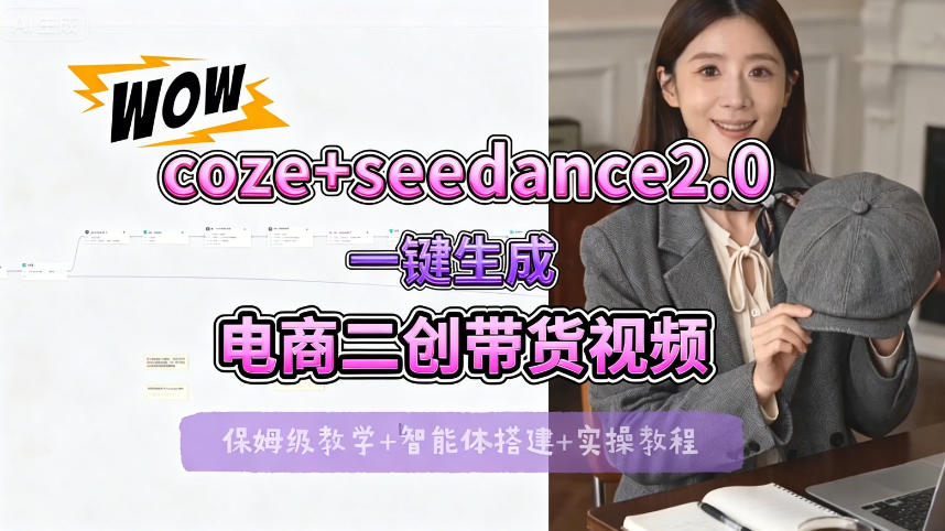 【Coze工作流搭建实操教程】seedance2.0+coze一键生成电商二创带货视频，全流程保姆级教学-heixxmi