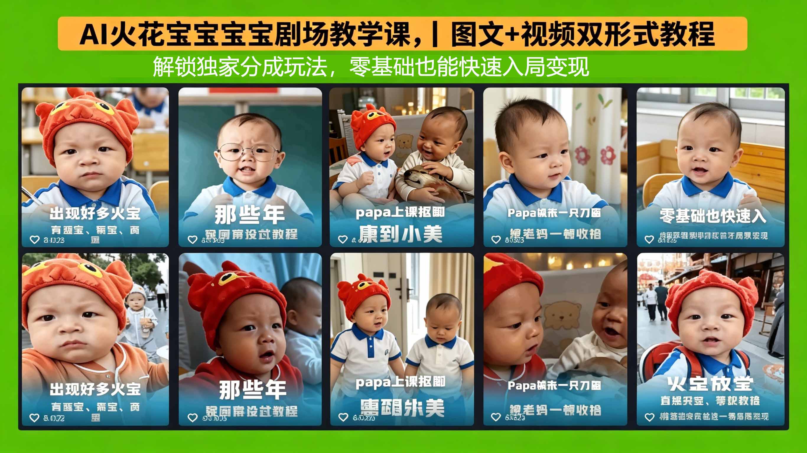 AI火花宝宝宝宝剧场教学课，图文+视频双形式教程，解锁独家分成玩法，零基础也能快速入局变现-heixxmi