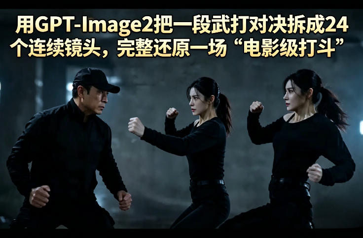 用GPT-Image2把一段武打对决拆成24个连续镜头，完整还原一场“电影级打斗”-heixxmi