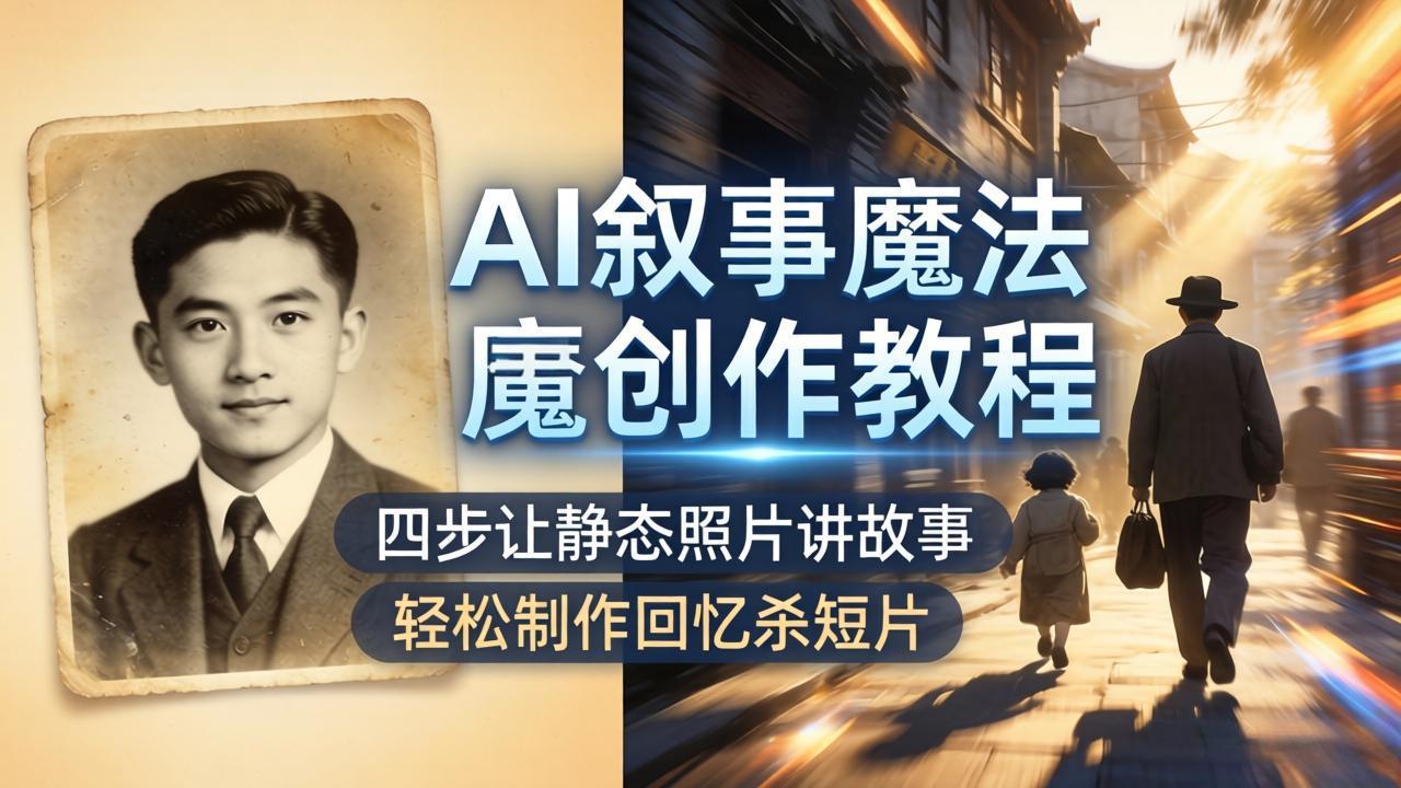 AI叙事魔法创作教程，四步让静态照片讲故事，老照片修复加动态特效，轻松制作回忆杀短片-heixxmi