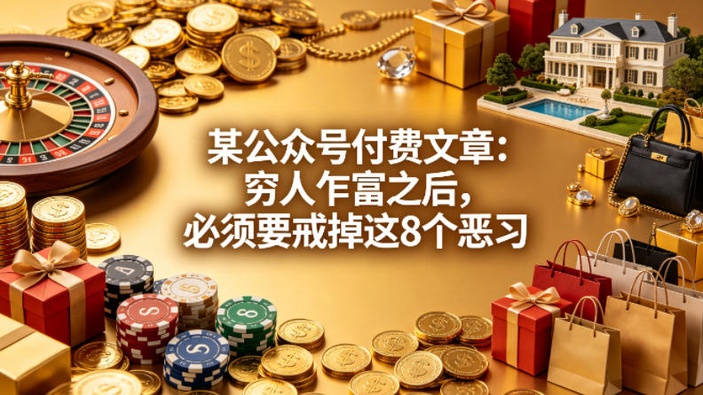 某公众号付费文章：穷人乍富之后，必须要戒掉这8个恶习-heixxmi