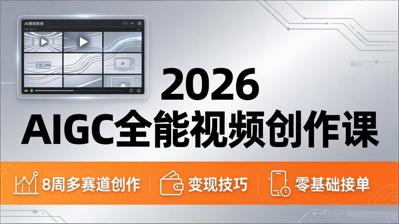2026AIGC全能视频创作课，8周吃透多赛道创作+变现，零基础也能高效出片接单-heixxmi