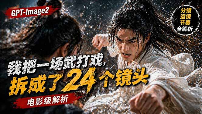用GPT-Image2，把一段武打对决拆成24个连续镜头，从人物建立、动作衔接、运镜节奏，到情绪爆发-heixxmi