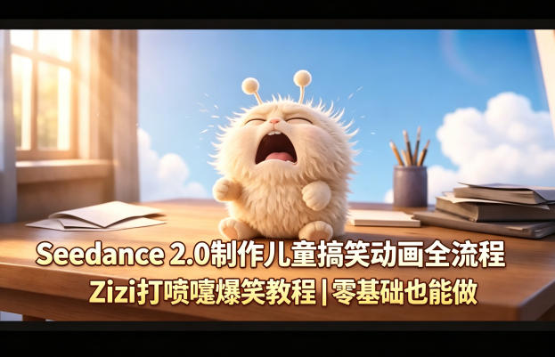 Seedance 2.0制作儿童搞笑动画全流程Zizi打喷嚏爆笑教程｜零基础也能做-heixxmi