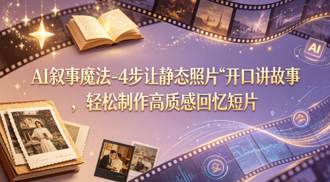 AI叙事魔法-4步让静态照片“开口讲故事”，轻松制作高质感回忆短片-heixxmi