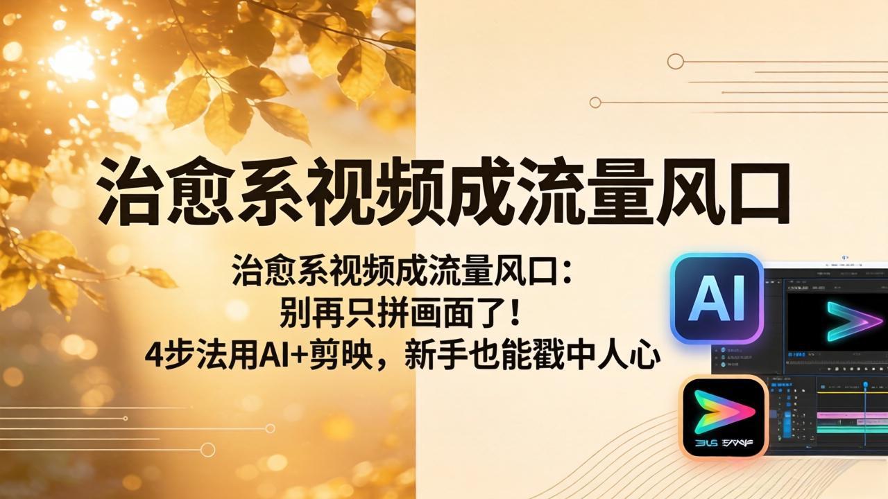 治愈系视频成流量风口：别再只拼画面了！4步法用AI+剪映，新手也能戳中人心-heixxmi