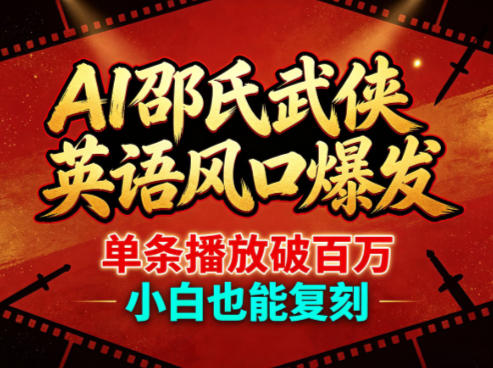 AI邵氏武侠英语风口爆发，单条播放破百万，小白也能复刻-heixxmi