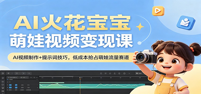 AI火花宝宝萌娃视频变现课：AI视频制作+提示词技巧，低成本抢占萌娃流量赛道-heixxmi