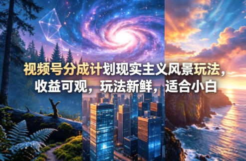 视频号分成计划现实主义风景玩法，收益可观，玩法新鲜，适合小白-heixxmi