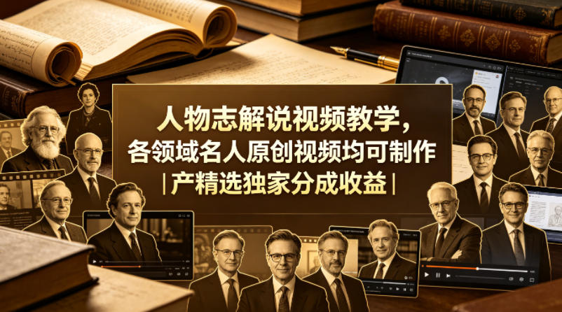 人物志解说视频教学，各领域名人原创视频均可制作丨精选独家分成收益(更新0430)-heixxmi
