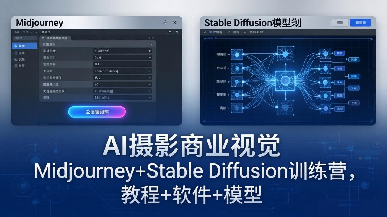 AI摄影商业视觉Midjourney+Stable Diffusion训练营，教程+软件+模型-heixxmi
