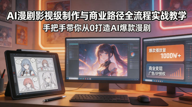 AI漫剧影视级制作与商业路径全流程实战教学，手带你从0打造AI爆款漫剧-heixxmi