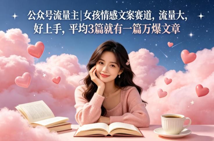 公众号流量主女孩情感文案赛道，流量大，好上手，平均3篇就有一篇万爆文章-heixxmi