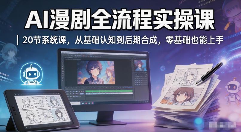 AI漫剧全流程实操课｜20节系统课，从基础认知到后期合成，零基础也能上手-heixxmi