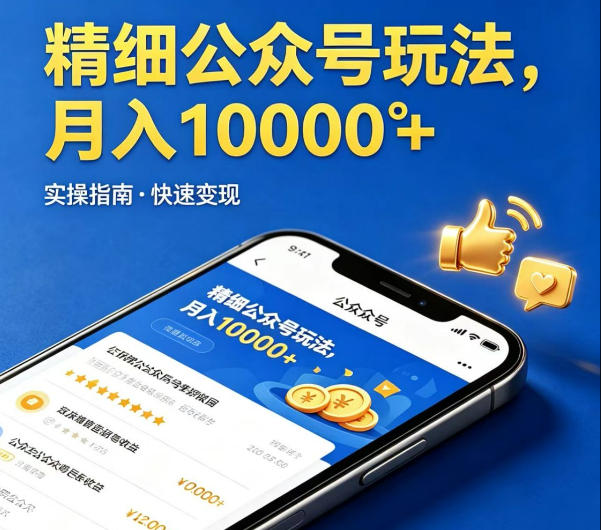 精细化公众号玩法，我们给你提供文章，你来负责发布，收益可观，月入1W+【揭秘】-heixxmi