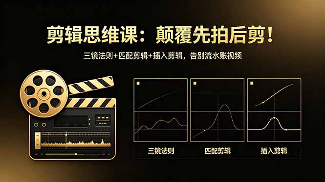剪辑思维课：颠覆先拍后剪！三镜法则+匹配剪辑+插入剪辑，告别流水账视频-heixxmi