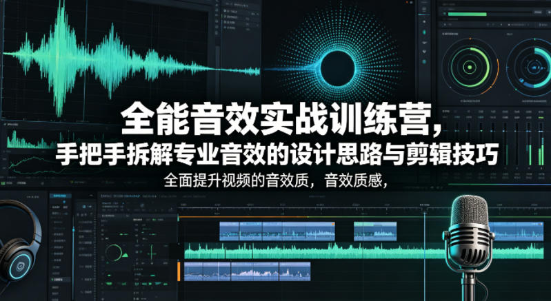 全能音效实战训练营，手把手拆解专业音效的设计思路与剪辑技巧，全面提升视频的音效质感-heixxmi