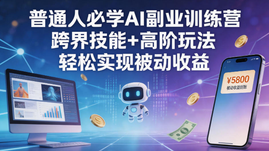 普通人必学AI副业训练营跨界技能+高阶玩法轻松实现被动收益-heixxmi