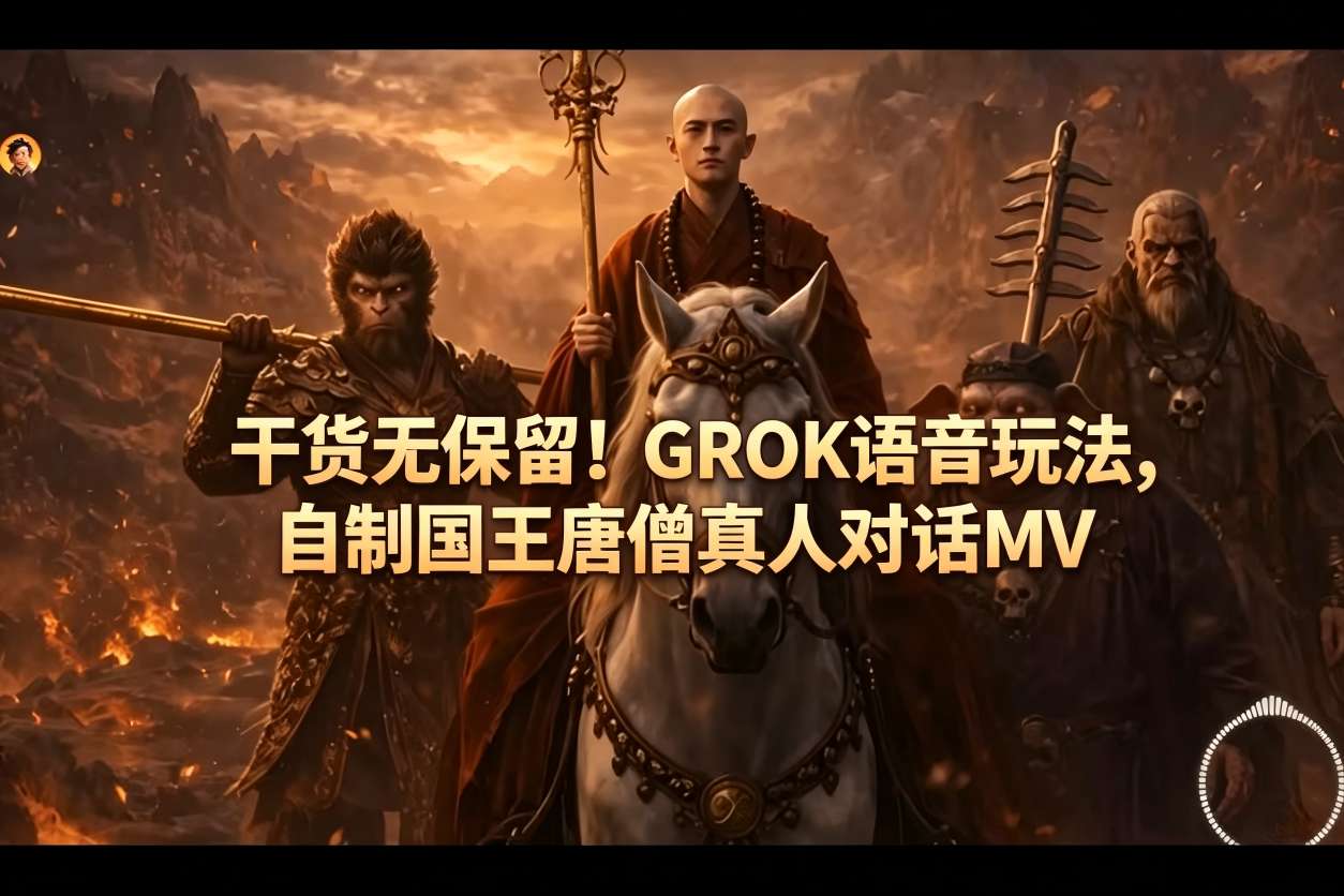 干货无保留！GROK语音玩法，自制国王唐僧真人对话MV-heixxmi