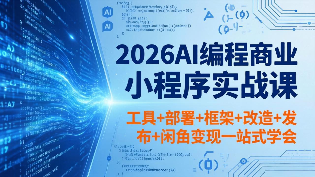 2026AI编程商业小程序实战课，工具+部署+框架+改造+发布+闲鱼变现一站式学会-heixxmi