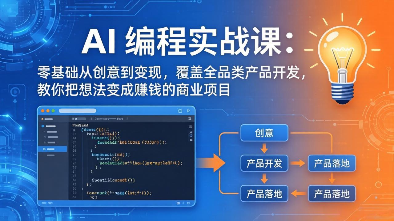 AI编程实战课-第三期-5月3更新：零基础从创意到变现，覆盖全品类产品开发，把想法变成赚钱项目-heixxmi