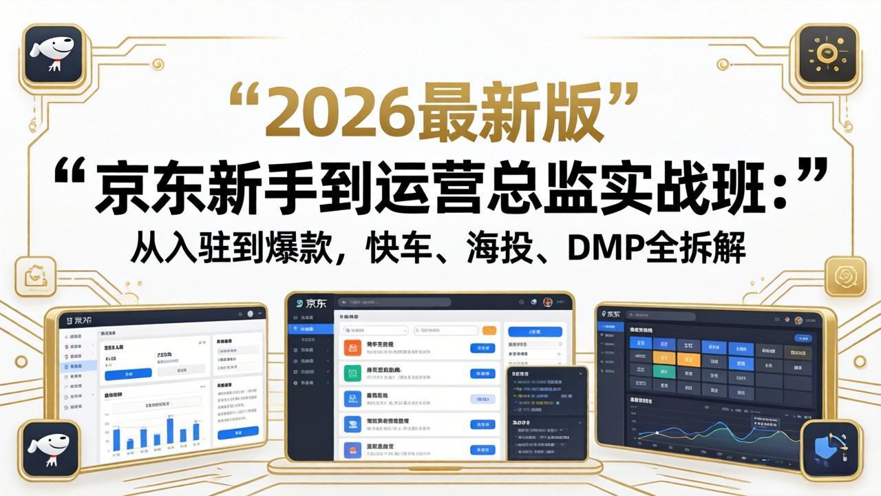京东新手到运营总监实战班：从入驻到爆款，快车、海投、DMP全拆解，2026最新版-heixxmi