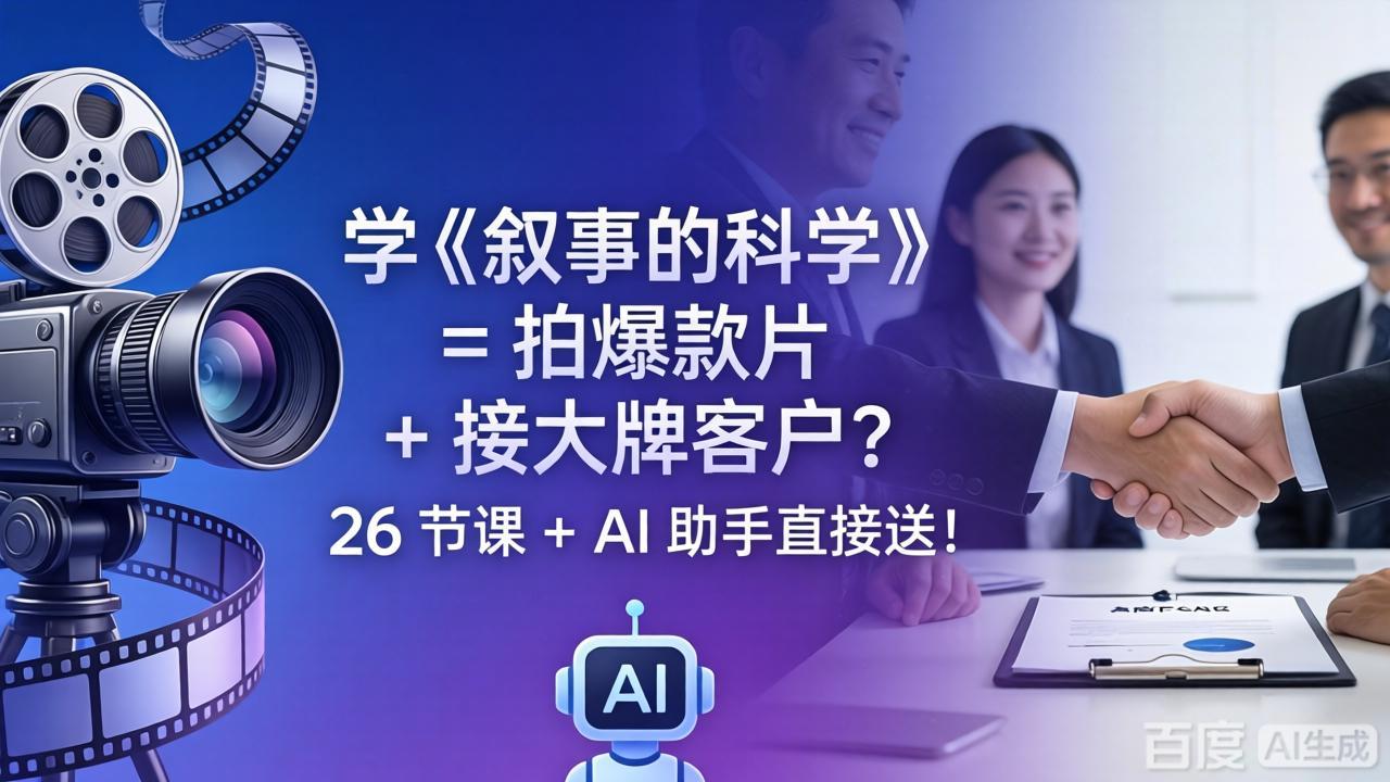 学《叙事的科学》= 拍爆款片 + 接大牌客户？26 节课 + AI 助手直接送！-heixxmi