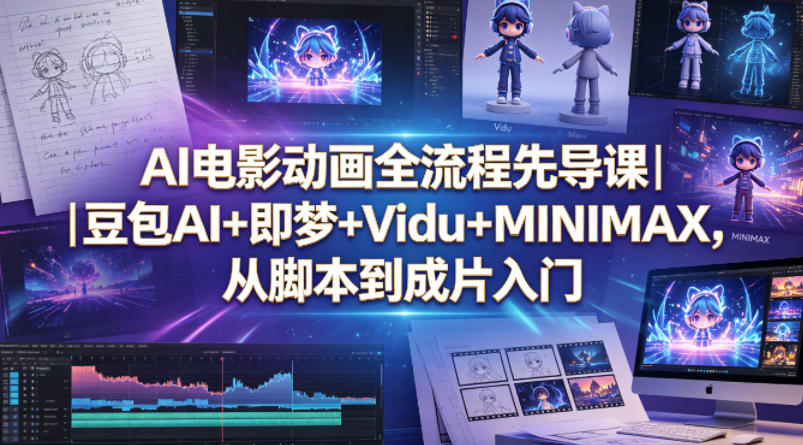 AI电影动画全流程先导课｜豆包AI+即梦+Vidu+MINIMAX，从脚本到成片入门-heixxmi