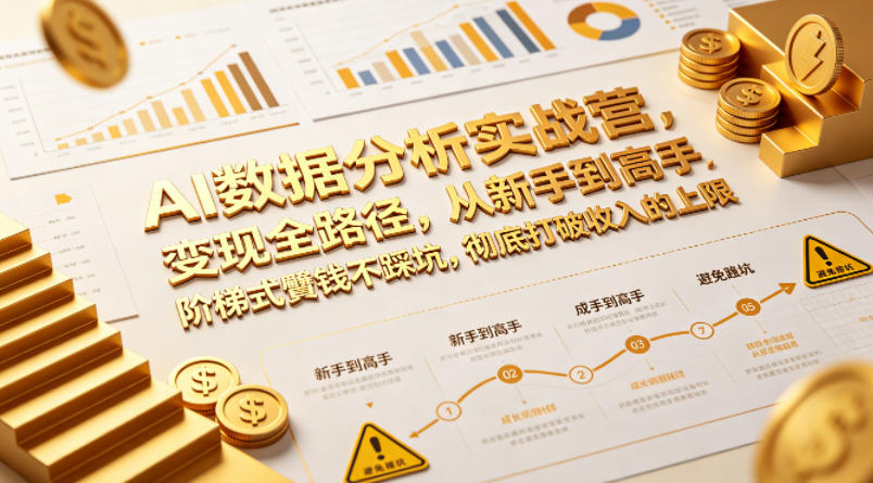 AI数据分析实战营，变现全路径，从新手到高手，阶梯式賺钱不踩坑，彻底打破收入的上限-heixxmi