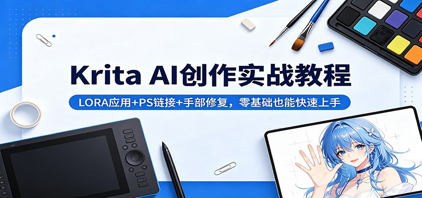 Krita AI创作实战教程：LORA应用+PS链接+手部修复，零基础也能快速上手-heixxmi