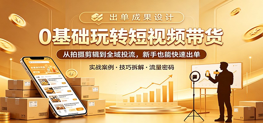 0基础玩转短视频带货：从拍摄剪辑到全域投流，新手也能快速出单-heixxmi