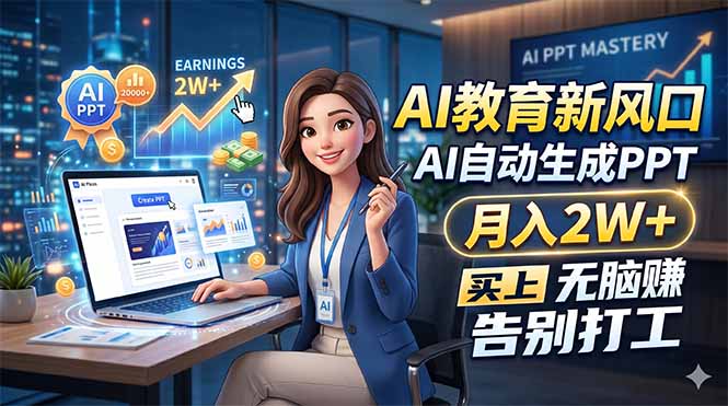 AI教育新风口，AI自动生成PPT，月入2W+，无脑赚，告别打工-heixxmi