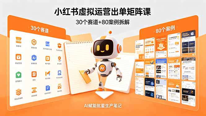 小红书虚拟运营出单矩阵课：30个赛道+80案例拆解，AI赋能批量生产笔记-heixxmi