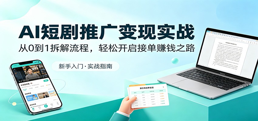 AI短剧推广变现实战：从0到1拆解流程，轻松开启接单赚钱之路-heixxmi